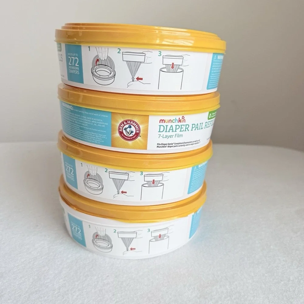 Lot of 4‎ Munchkin Arm & Hammer Diaper Pail Refills 7-Layer Lavender 272